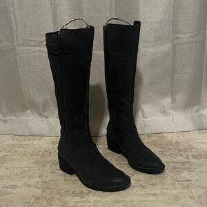 Grey Leather Riding Boots
